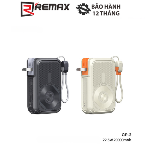 Cốc Sạc Kiêm Pin Dự Phòng REMAX CP-2 Sạc Không Dây Magnetic 20000mAh 1 Cổng USB 1 Cổng Type C và 1 Cổng L Tích Hợp Cáp Type C và L QC3.0 PD Max 15W + 22.5W