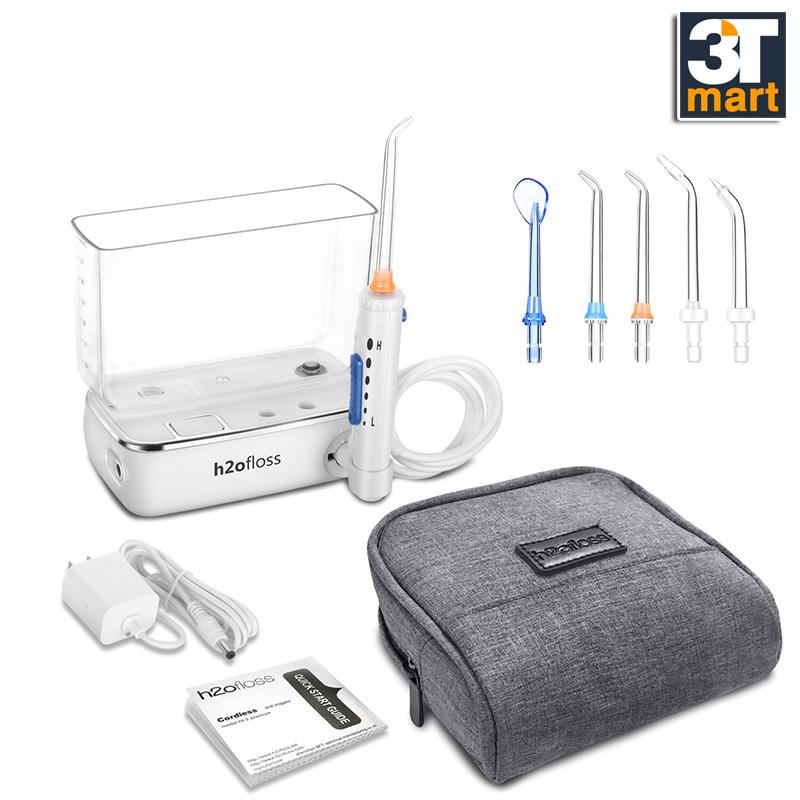 Dụng cụ vệ sinh răng miệng mini H2ofloss với 5 đầu xịt rửa 6 tốc độ tia nước - mẫu mới 2019