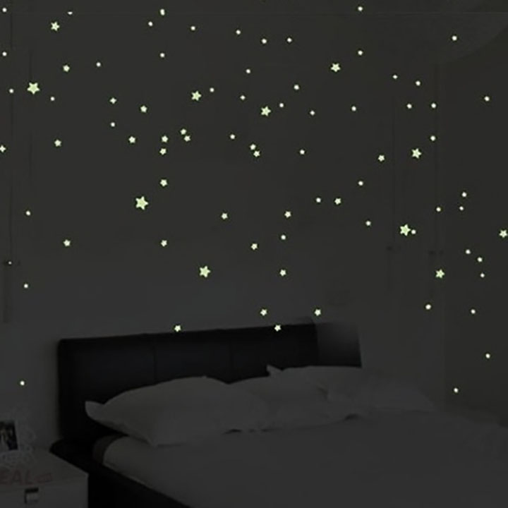Gói 100 ngôi sao dạ quang dán tường phát sáng trang trí nhà cửa - GD0848