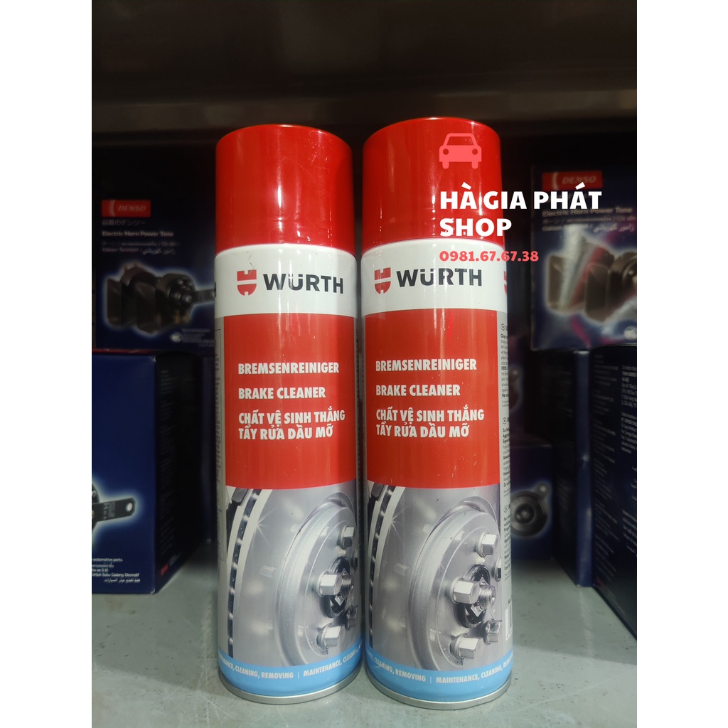 Vệ sinh bố thắng đĩa phanh, dầu mỡ Wurth 500ml Chính Hãng