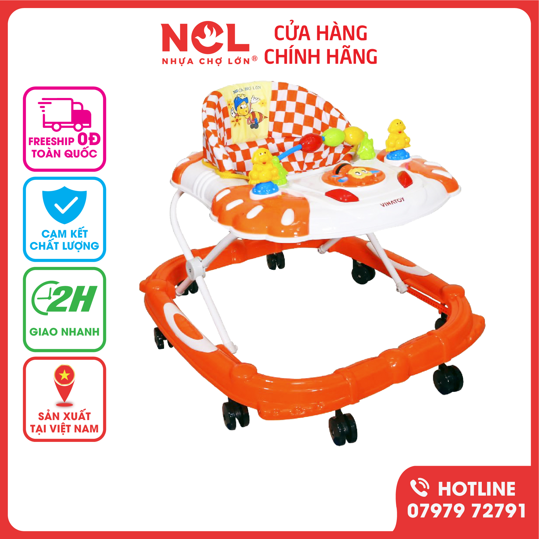 Xe Tập Đi Nhựa Chợ Lớn L4 Con Ong (Không nhạc) Dành Cho Bé Từ 6 - 12 Tháng - M1554A-XTĐ