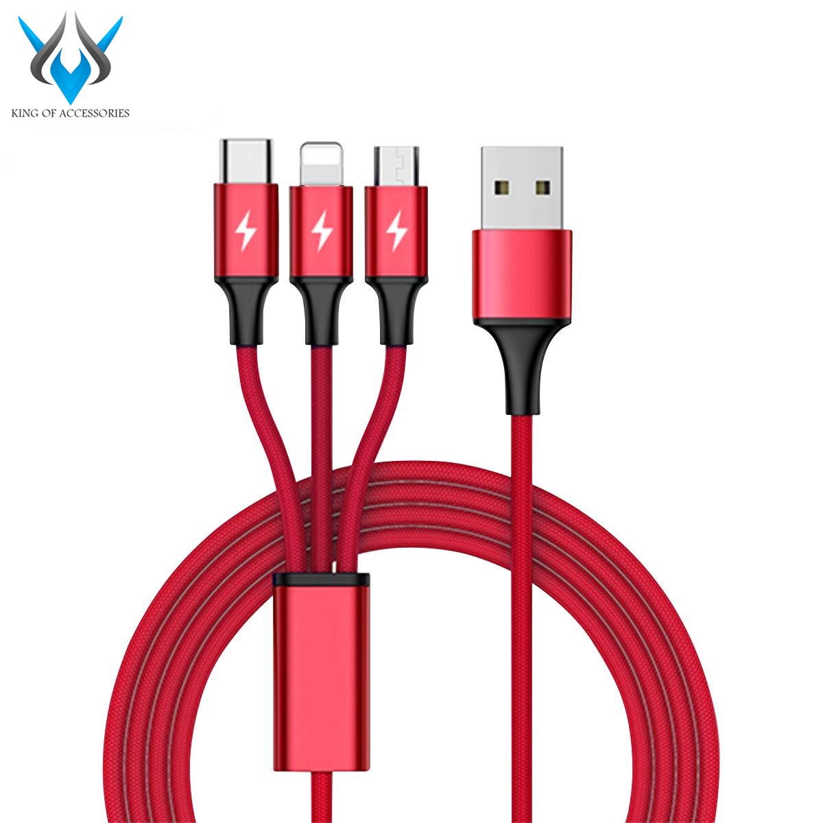 Cáp sạc 3 đầu microusb/lightning/type-c unitek c4049rd dài 1.2m - bọc dù chống đứt - nhất tín computer