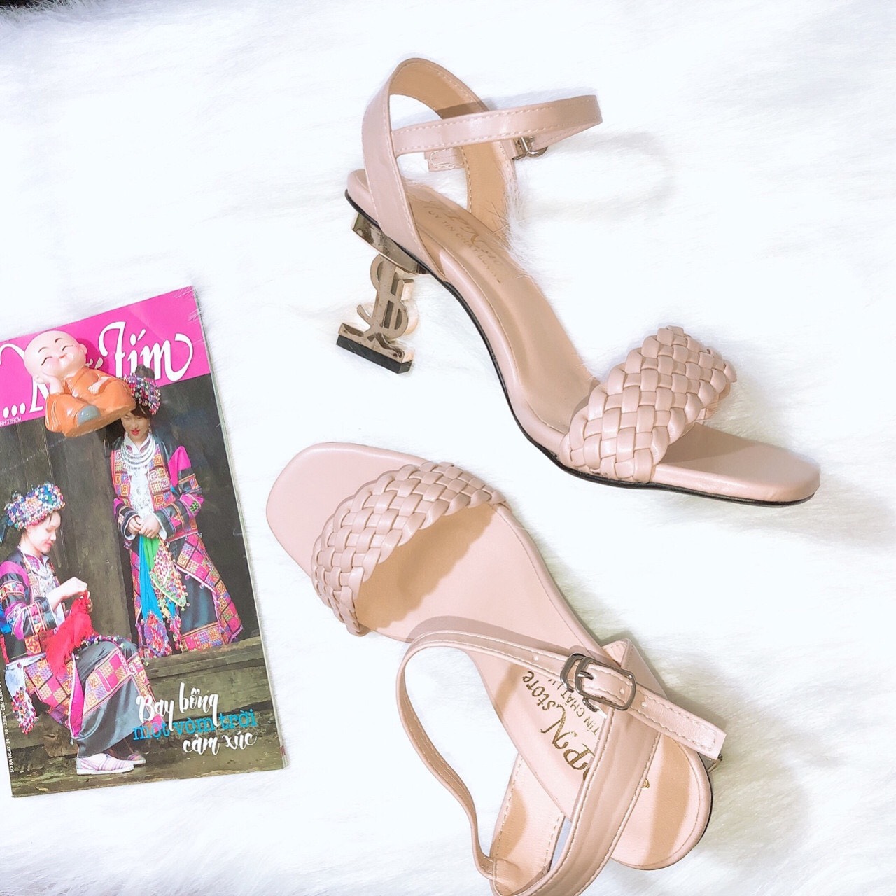 [HCM][ẢNH THẬT] Giày cao gót sandal 7 phân quay sam