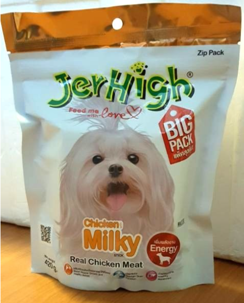 Snack que thưởng cho chó jerhigh túi khổng lồ 420g - vị sữa milky