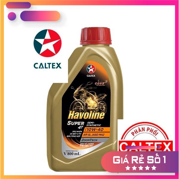 [Ảnh thật]nhớt Havoline 10W40 chai 800ml, Nhớt Havoline Super 4T Semi-Synthetic SAE 10W-40 JASO MA2 chai 800ml dầu nhớt uy tín đáp ứng nhu cầu xe bạn