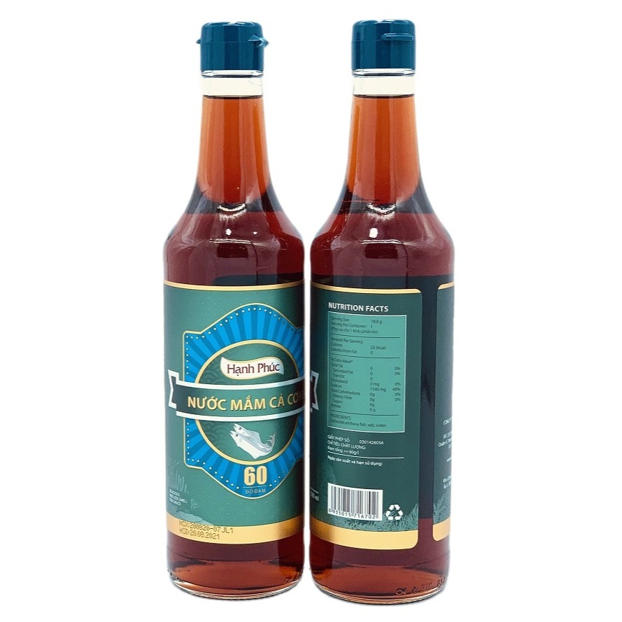 ( THÙNG XỐP 02 CHAI) Nước mắm Hạnh Phúc 60 độ đạm chai 500ml