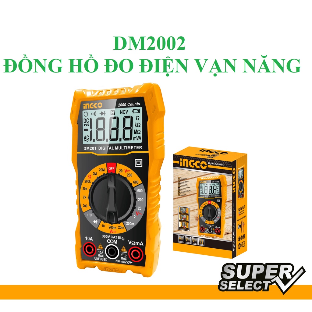 DM2002 Đồng hồ đo điện vạn năng hiệu Ingco