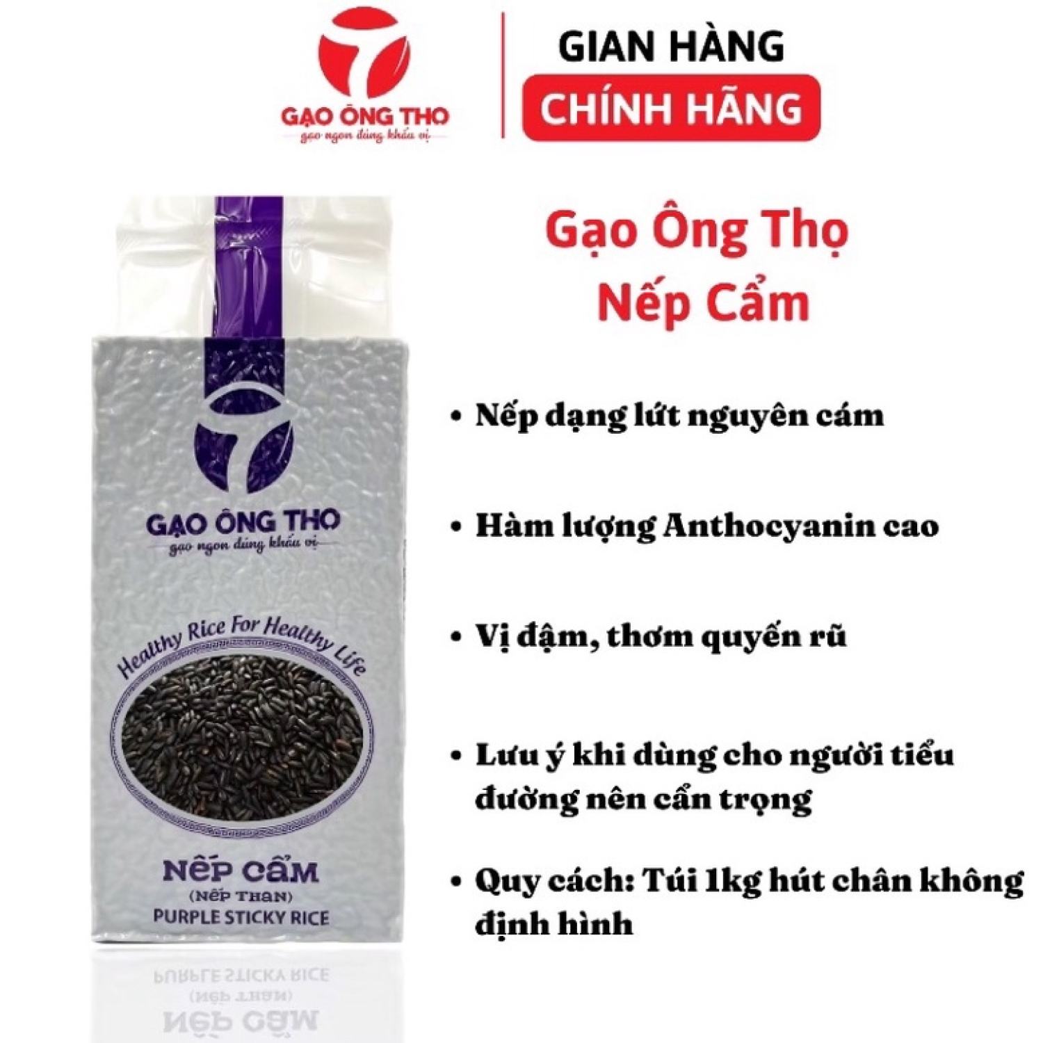 Gạo nếp cẩm -nếp than ông thọ túi 1kg tốt cho người bệnh dạ dày