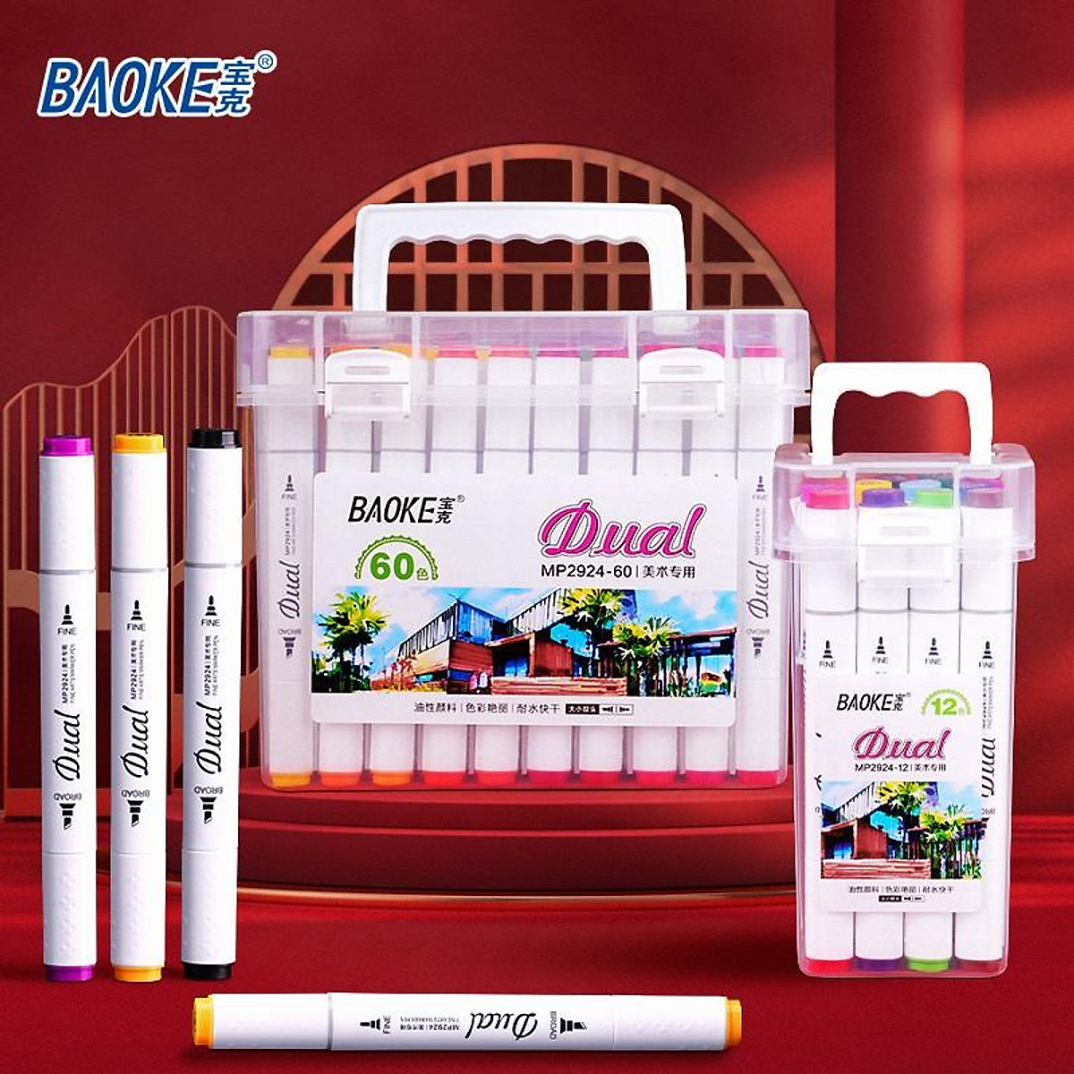 Bộ bút lông Dual Marker Baoke MP2924 - full 60 màu