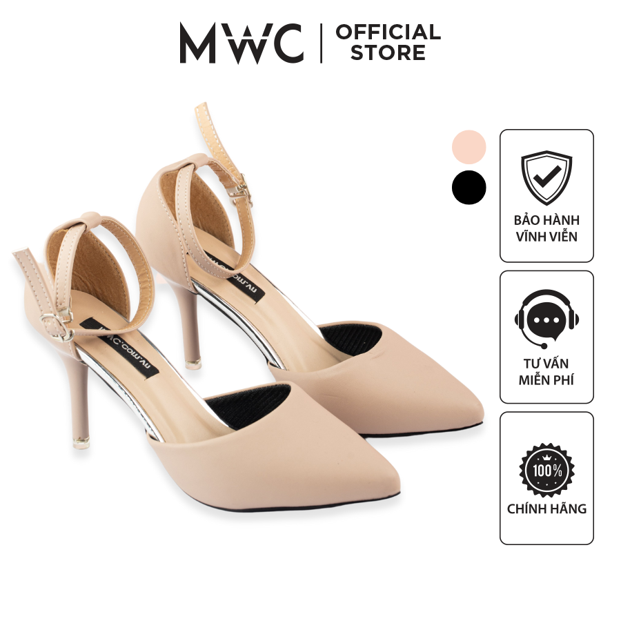 Giày mwc 3738 - giày sandal cao gót đế nhọn 7cm bít mũi