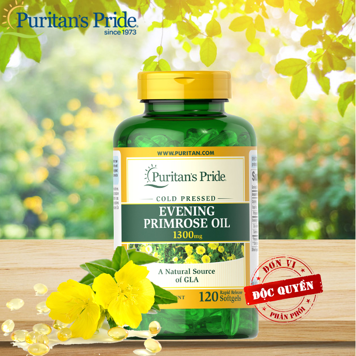 Viên uống  tinh dầu hoa anh thảo của mỹ cân bằng nội tiết tố nữ đẹp da tốt hơn gấp nhiều lần tinh dầu hoa anh thảo blackmores  của úc  evening primrose oil 1300mg Puritan's Pride