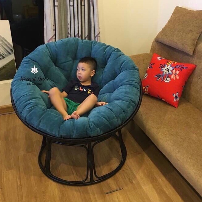 Ghế ngồi tựa lưng - ghế lười thư giãn Papasan khung sắt- Ghế xoay 360 độ kèm đệm cao cấp nhiều màu sắc lựa chọn