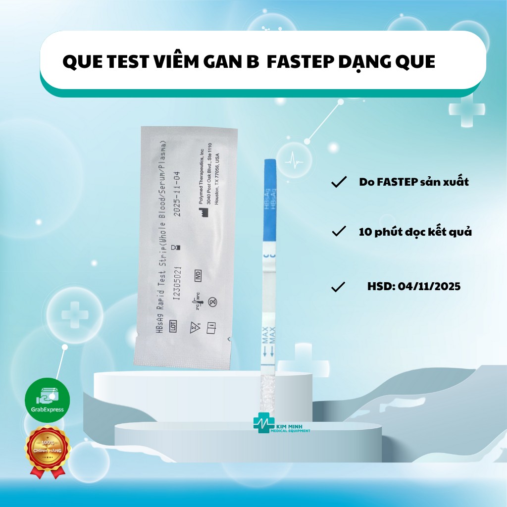 [HCM] Que test nhanh viêm gan B Fastep (HBsAg) dạng que, kết quả nhanh, độ chính xác cao