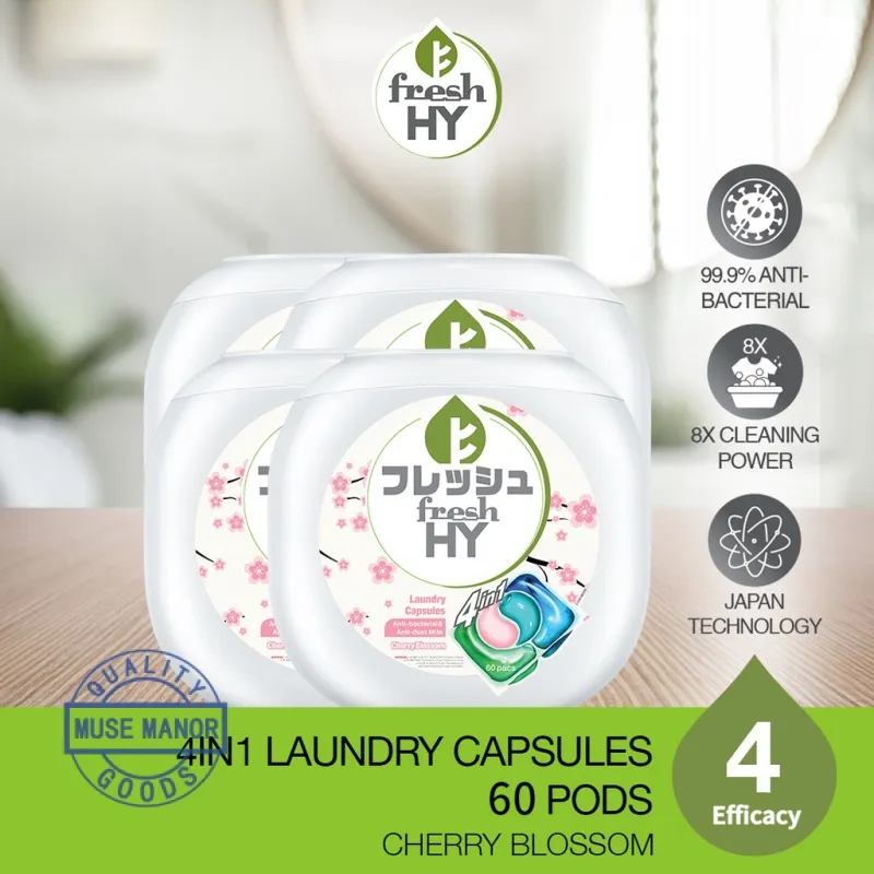 Fresh hy walch 60 viên nang gel 4in1 vỏ giặt hạt giặt đồ giặt hương thơm vải kháng khuẩn