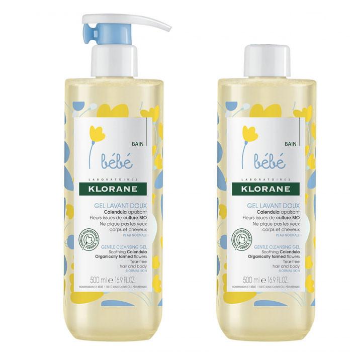 Bộ 02 chai gel tắm gội cho bé bebe klorane gel lavant doux 2x500ml