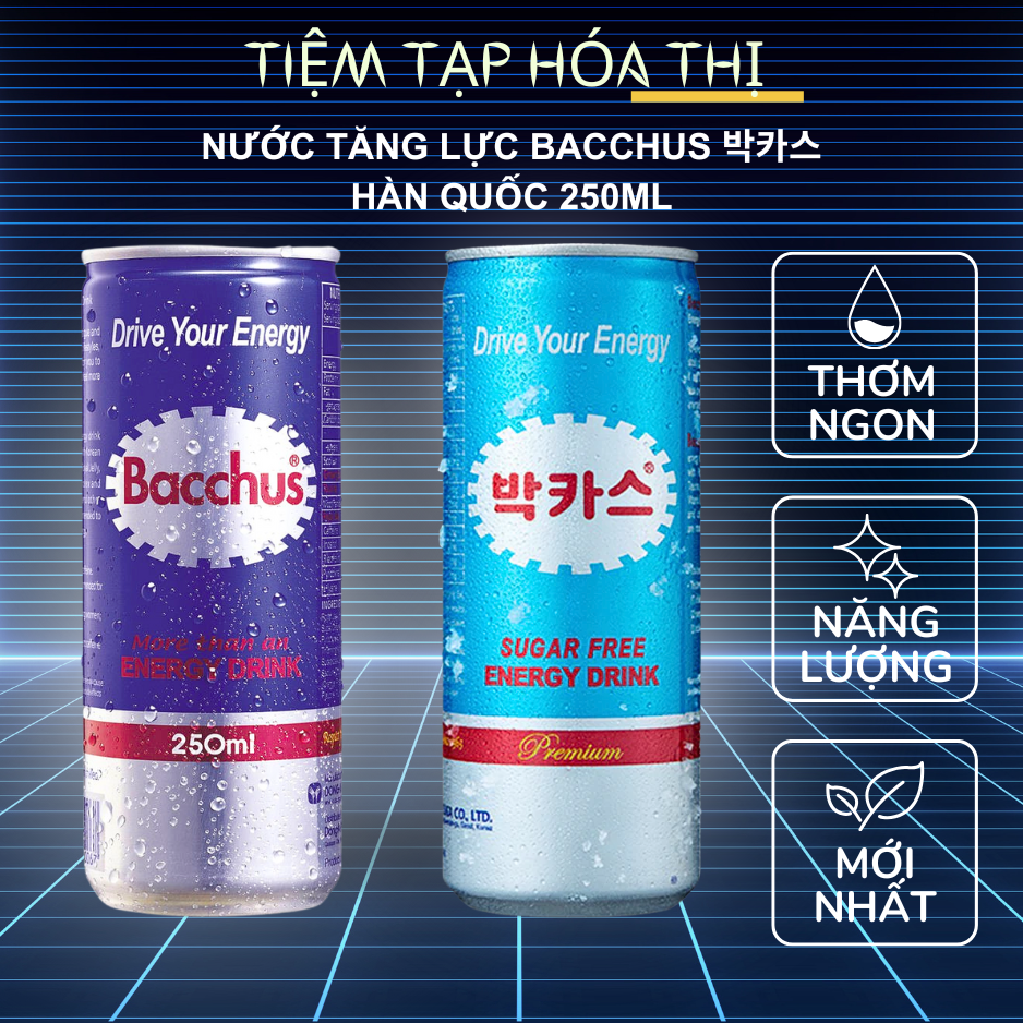 Thùng 24 Lon Nước Tăng Lực Nhân Sâm Bacchus Hàn Quốc 250ml Năng Lượng
