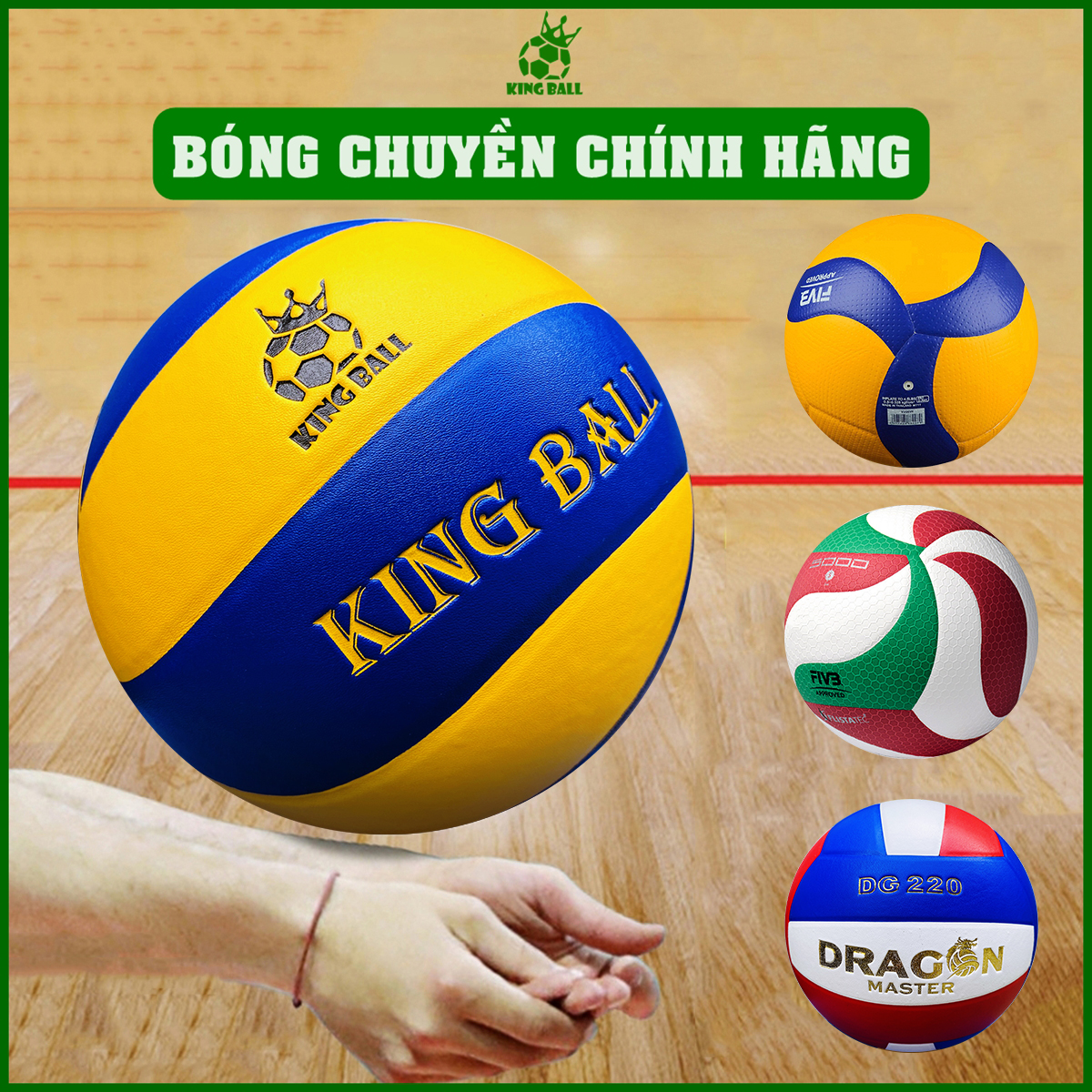 Banh Bóng Chuyền Da Chính Hãng King Ball Động Lực, Quả Bóng Chuyền Thi Đấu Giá Rẻ Chơi Trong Nhà Và Ngoài Trời