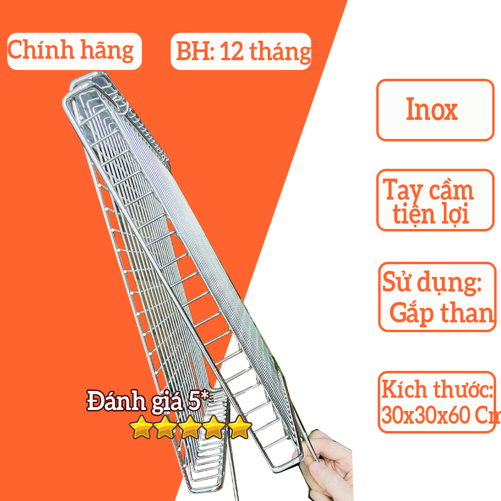 Vỉ Nướng Inox, Sử dụng nướng thịt, gà, cá, hải sản các loại 30x30 CM