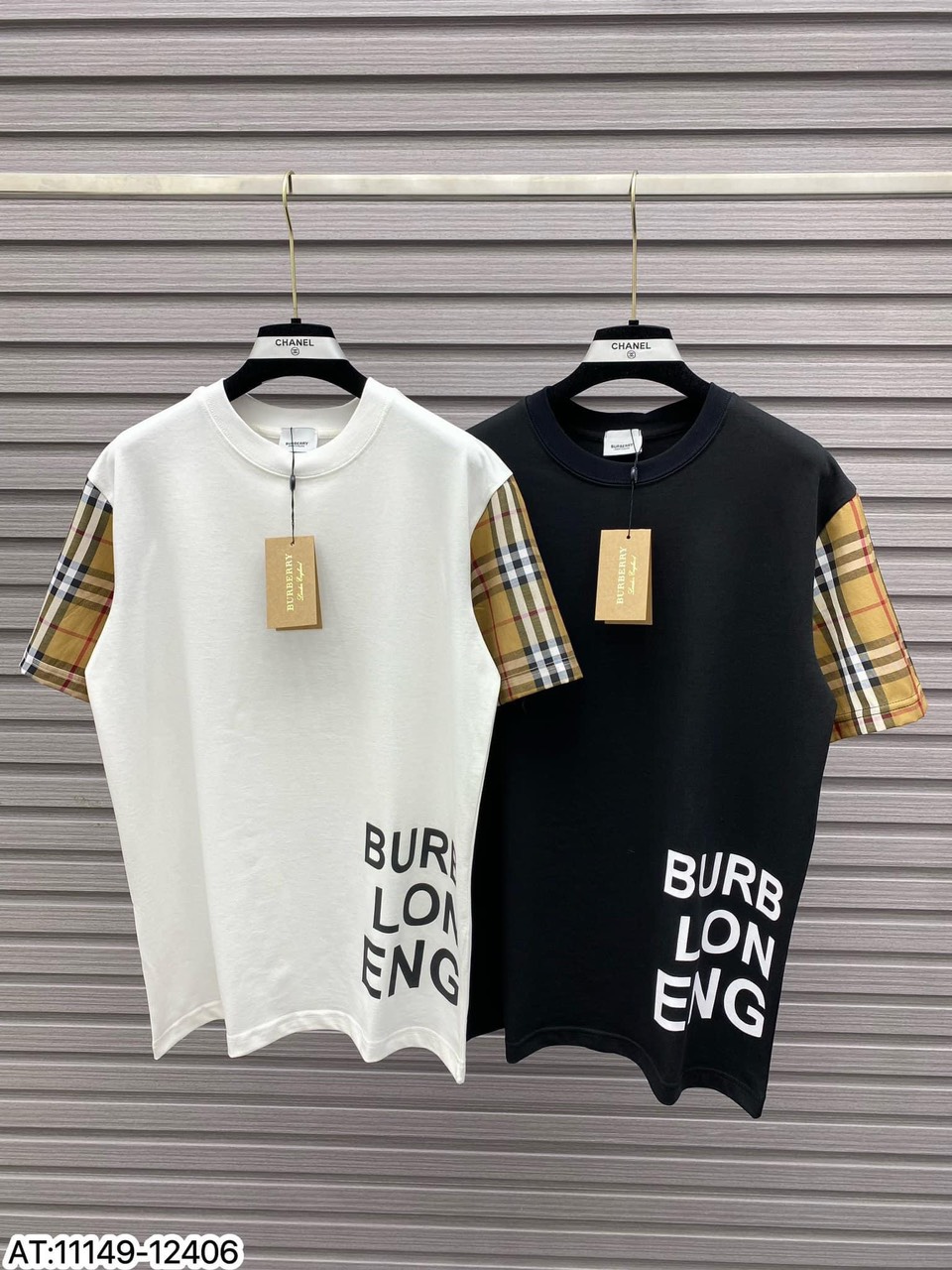 Áo Thun BBR Nam Nữ Kẻ Tay Vàng in chữ hông chất cotton su from rộng