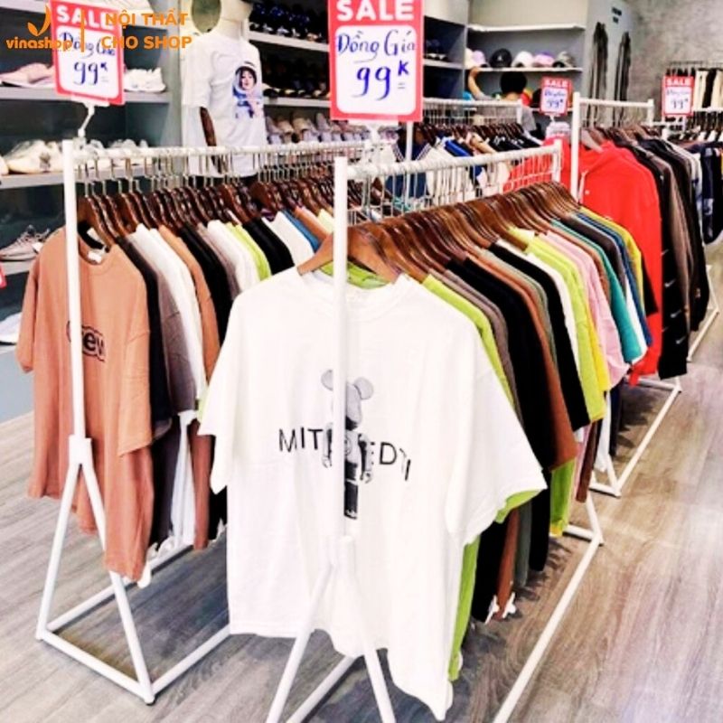 Vns-022 khung sào treo váy, đầm, quần áo shop chân chữ y. giá treo quần áo chân chữ y 1 tầng.