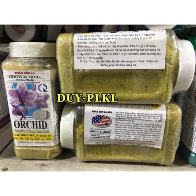 Phân bón lá npk 20-20-20+te- growmore - hủ - 567gr. phân bón chuyên cho hoa lan, cây cảnh, giai đoạn cây cho hoa, đậu quả.