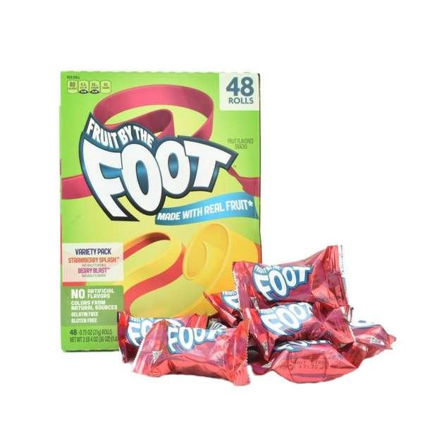 Hộp 48 kẹo cuộn vị trái cây siêu ngon fruit by the foot fruit flavored snacks 1.02kg