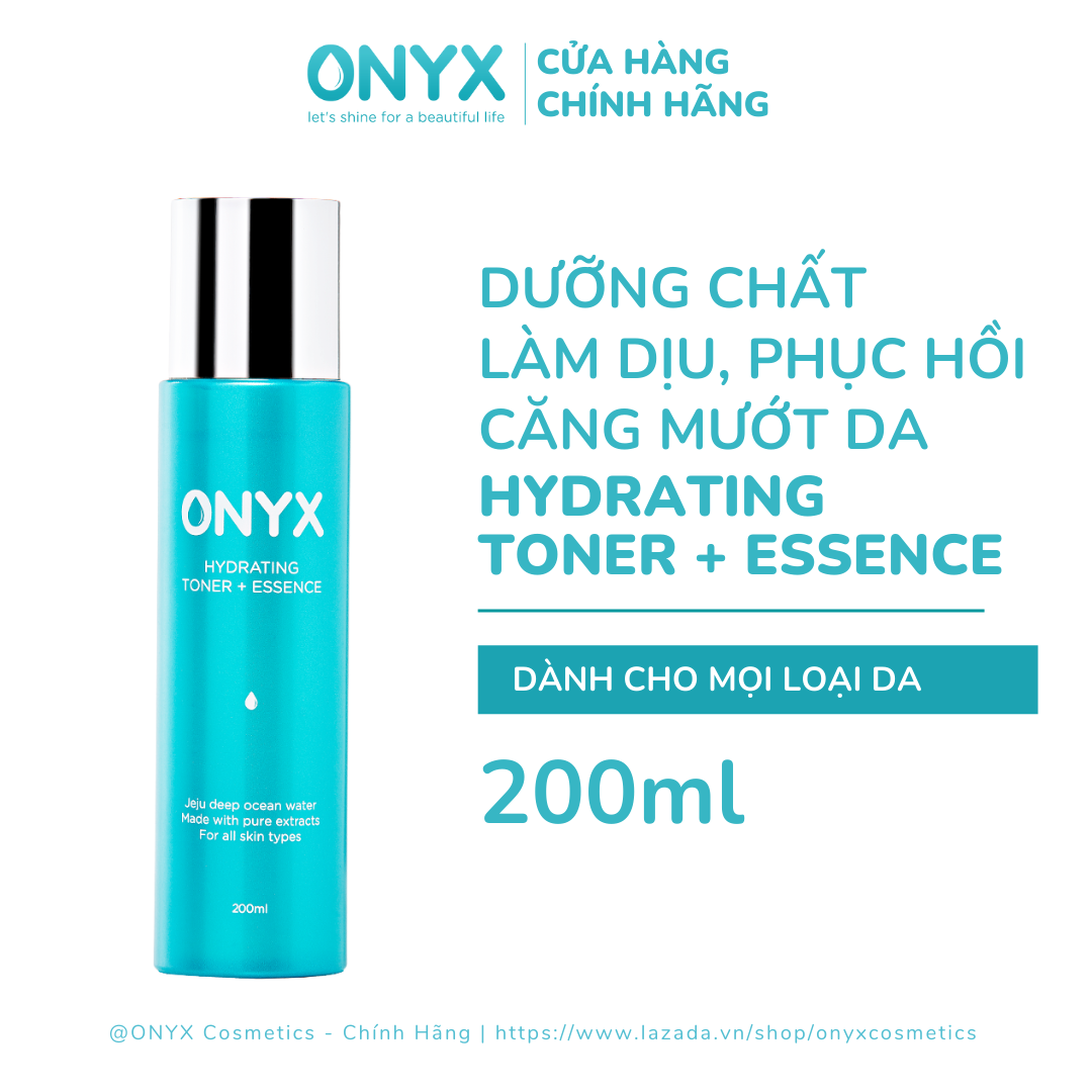 Nước hoa hồng kết hợp dưỡng chất cấp ẩm, dưỡng da căng mướt & giảm nếp nhăn hydrating toner + essence 200ml onyx cosmetics bảo thy