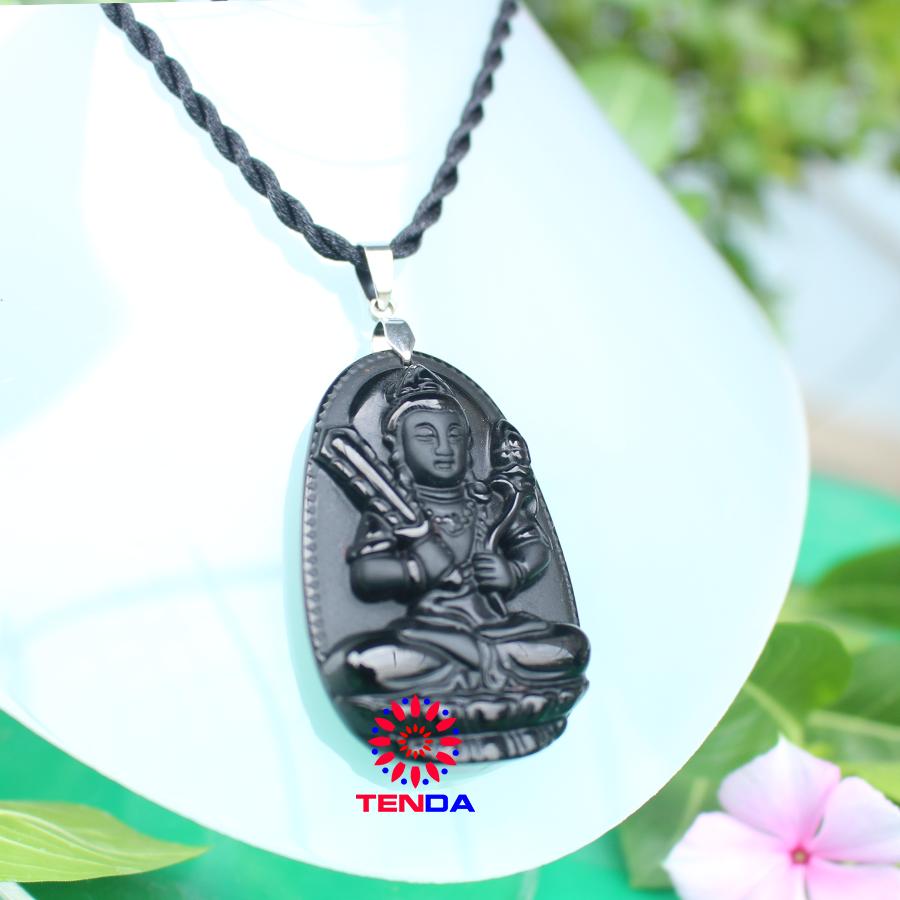 Dây chuyền Phật Hư Không Tạng Bồ Tát_ Phật hộ mệnh cho tuổi Dần_Đá Phong Thủy_ Mặt Phật Đá Núi Lửa Obsidian