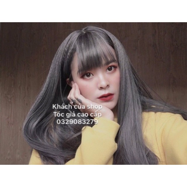 Tóc Giả Nữ Đẹp 💖FREESHIP💖 Tóc Giả Nguyên Đầu Thẳng Màu Xám Lạnh