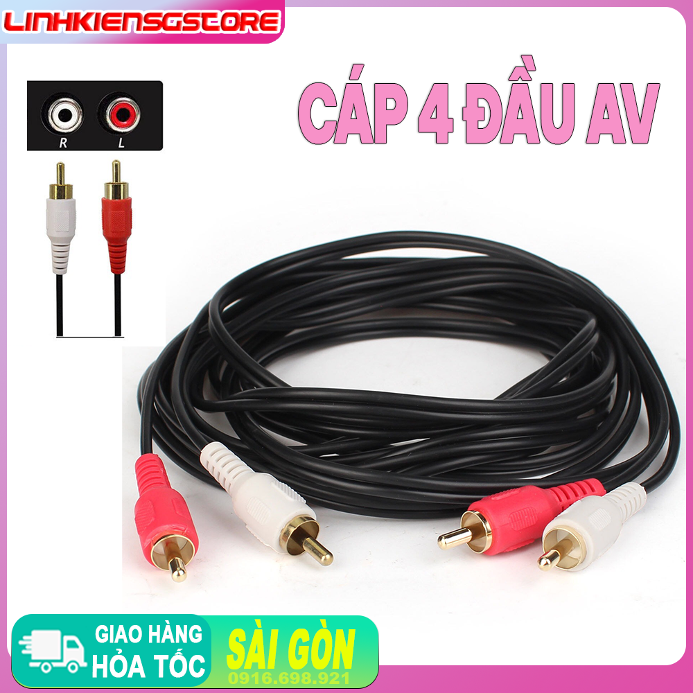 Dây cáp av 4 đầu rca bông sen đực dài 1.5m bộ chuyển đổi âm thanh