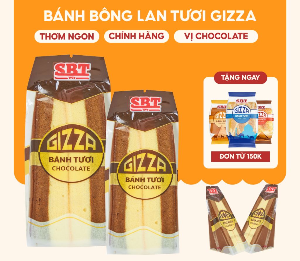 Bánh Bông Lan Tươi GIZZA Tam Giác Vị Chocolate Gói 90g Phù Hợp Để Ăn Sáng, Ăn Vặt, Ăn Sáng