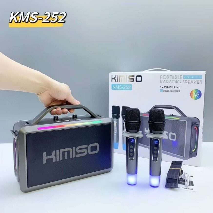 MIỄN SHIP Loa Karaoke Mini KIMISO KMS 252 Tặng Kèm 2 Micro Không Dây Karaoke Pin Trâu Hát Liên Tục 5h Loa Bluetooth 5.0 Âm Thanh Sống Động Thích Hợp Trong Không Gian Nhỏ Dùng Gia Đình Loa Xách Tay Mini Bảo Hành 12 Tháng