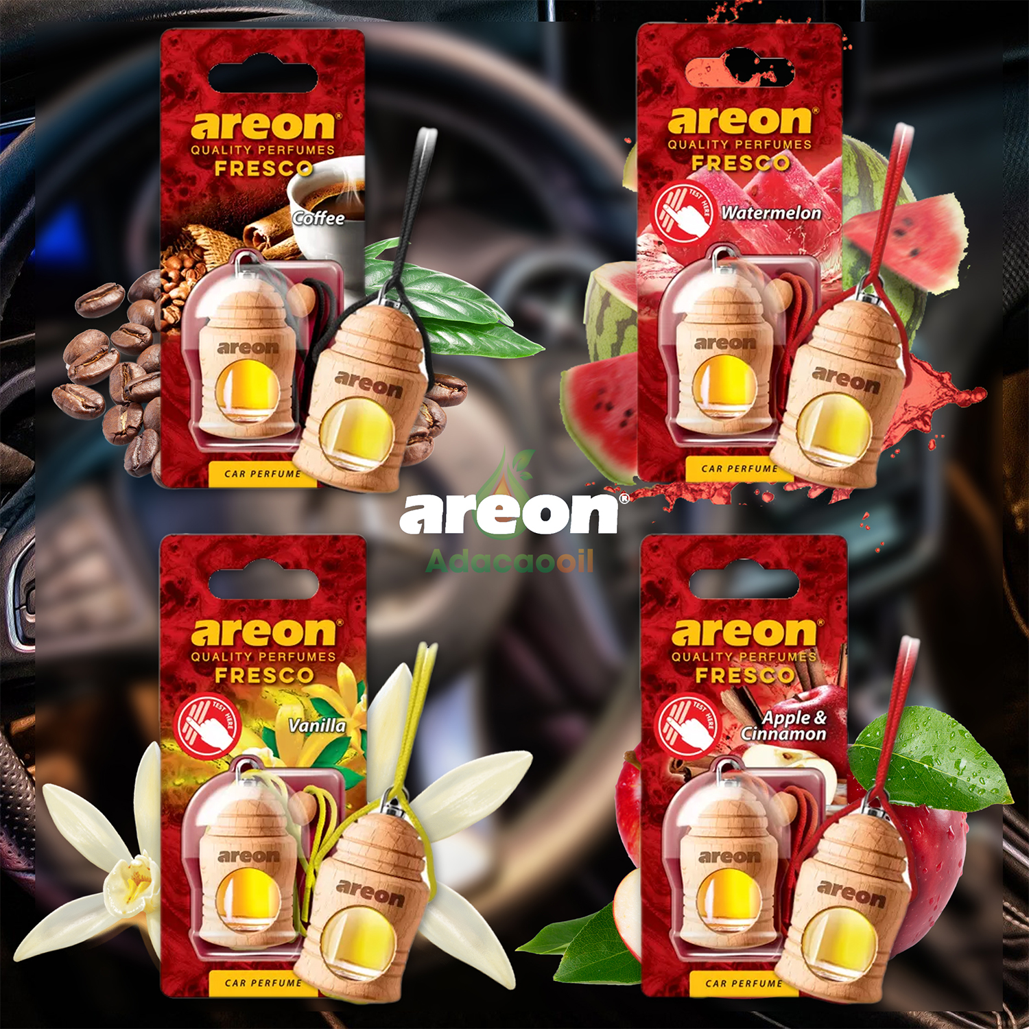 Tinh dầu thiên nhiên Areon, nước hoa treo xe ô tô, thư dãi, khử mùi - hương thơm thiên nhiên, nhập khẩu Châu Âu