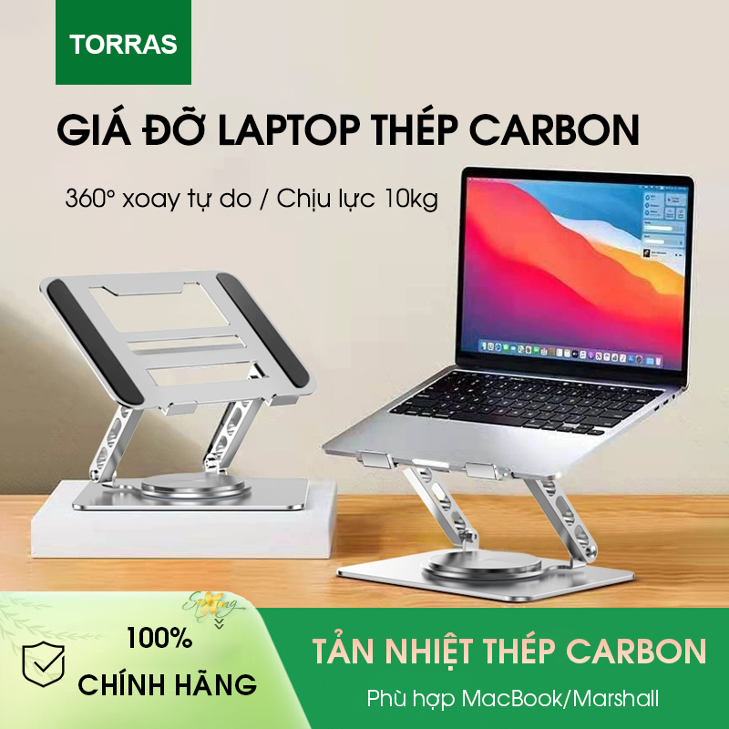 Giá đỡ Laptop chân xoay 360 độ TORRAS Đế tản nhiệt kê laptop Máy tính bảng Ipad hợp kim Thép công thái K21 Macbox