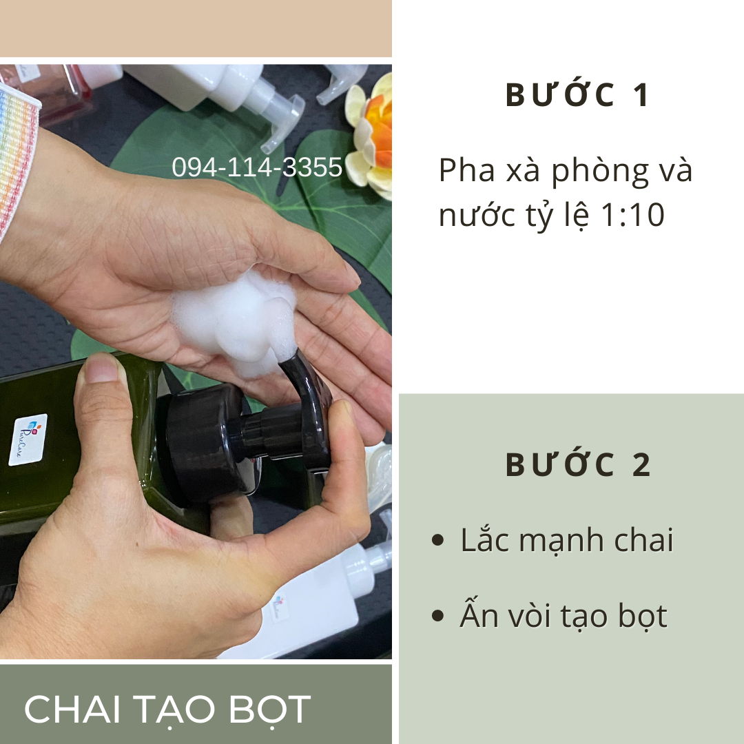 Chai nhựa tạo bọt 250ml 450ml chiết sữa tắm dầu gội lotion tiết kiệm tiện lợi