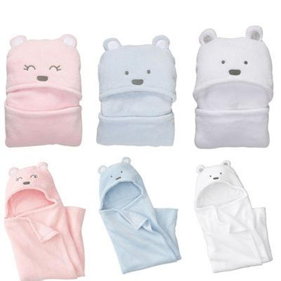 Chăn ủ bông có mũ hình gấu cho bé LOẠI ĐẸP, 95 * 100 cm, chất bông mềm mại, an toàn giúp giữ ấm cho bé ngủ ngon hơn trong mùa đông lạnh giá