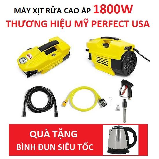 Máy phun xịt rửa xe cao áp cảm ứng từ perfect 1800w 2019 tặng kèm bình đun siêu tốc