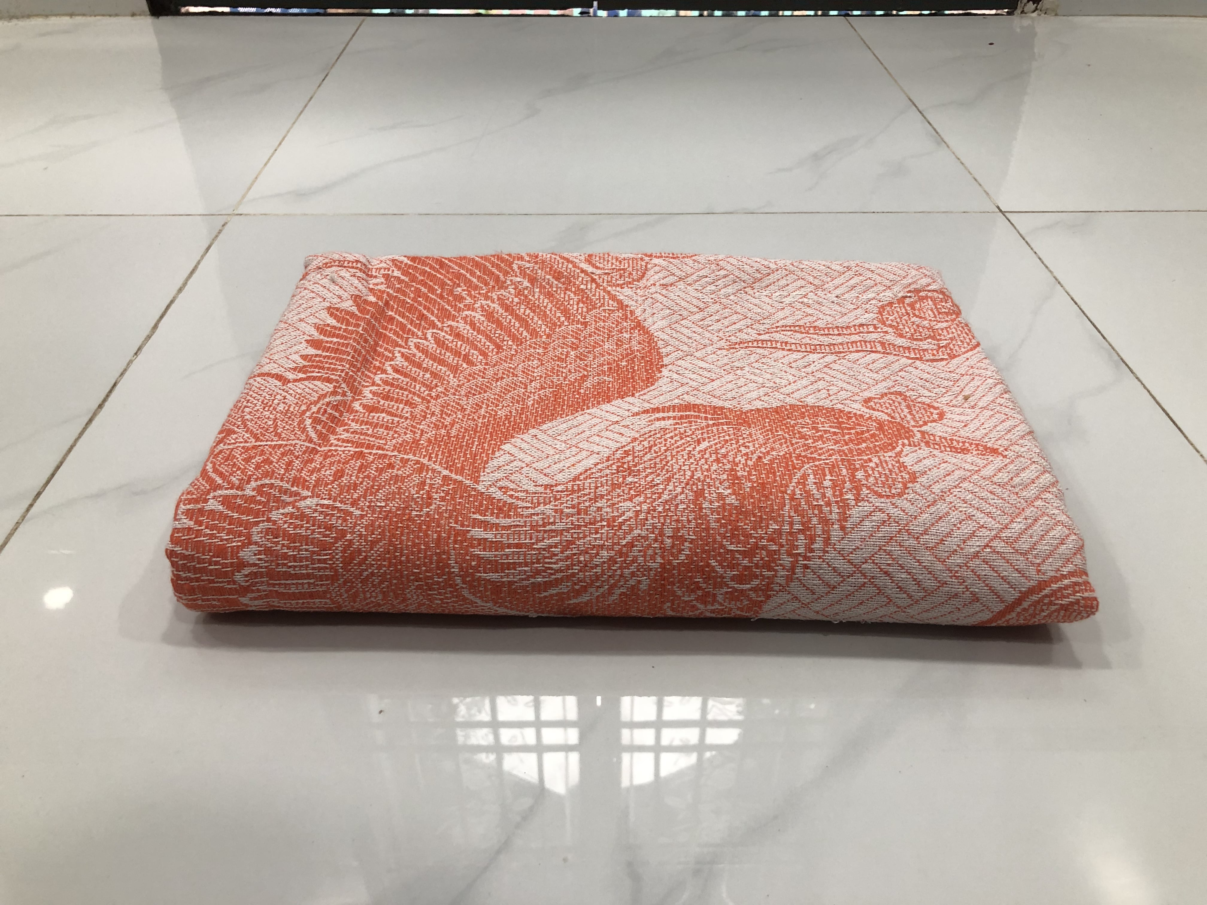 Mền chỉ cotton con công cam 1m5 x 2m , nặng 750g - 800g