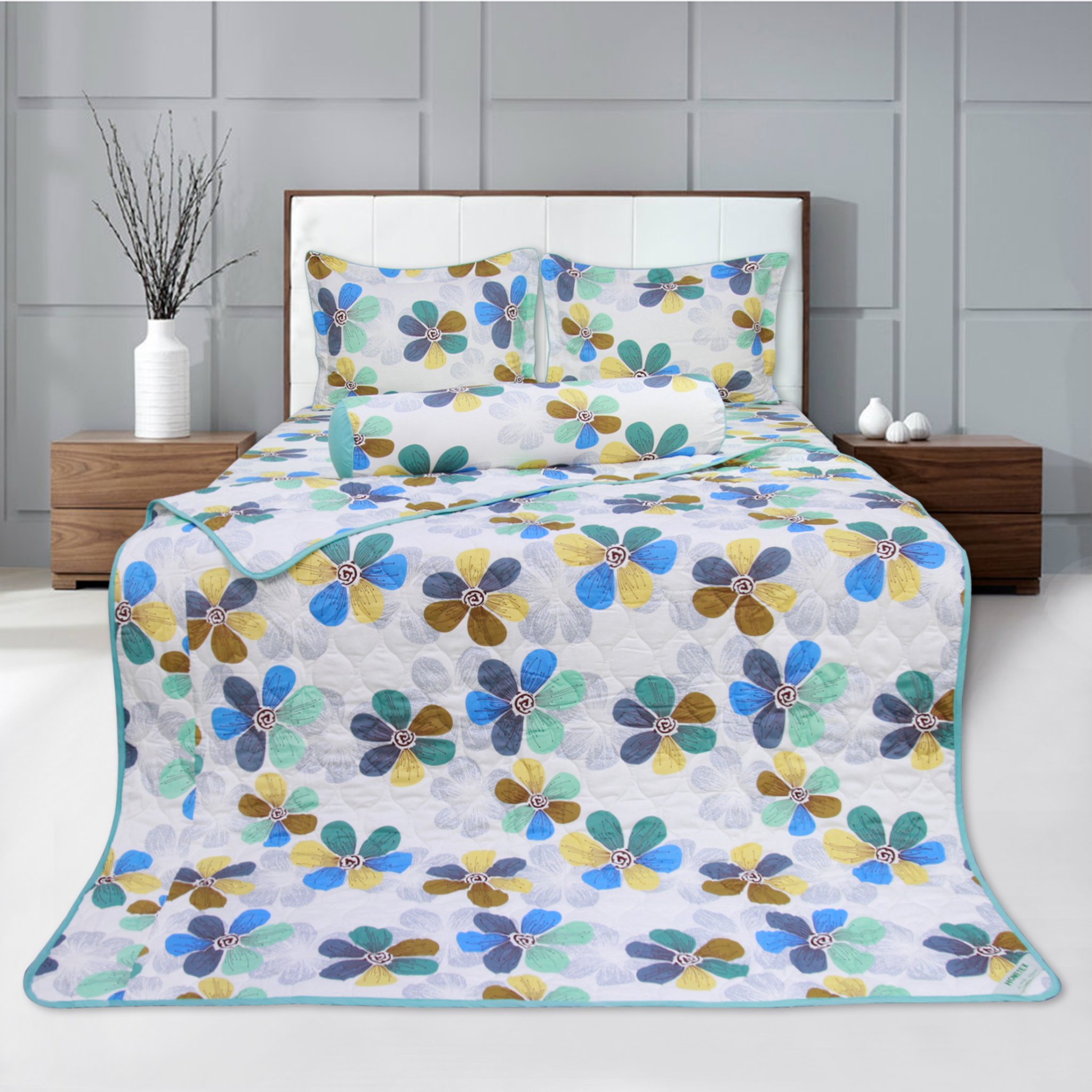 Drap bọc cotton in hoa 1.8x2m Hometex