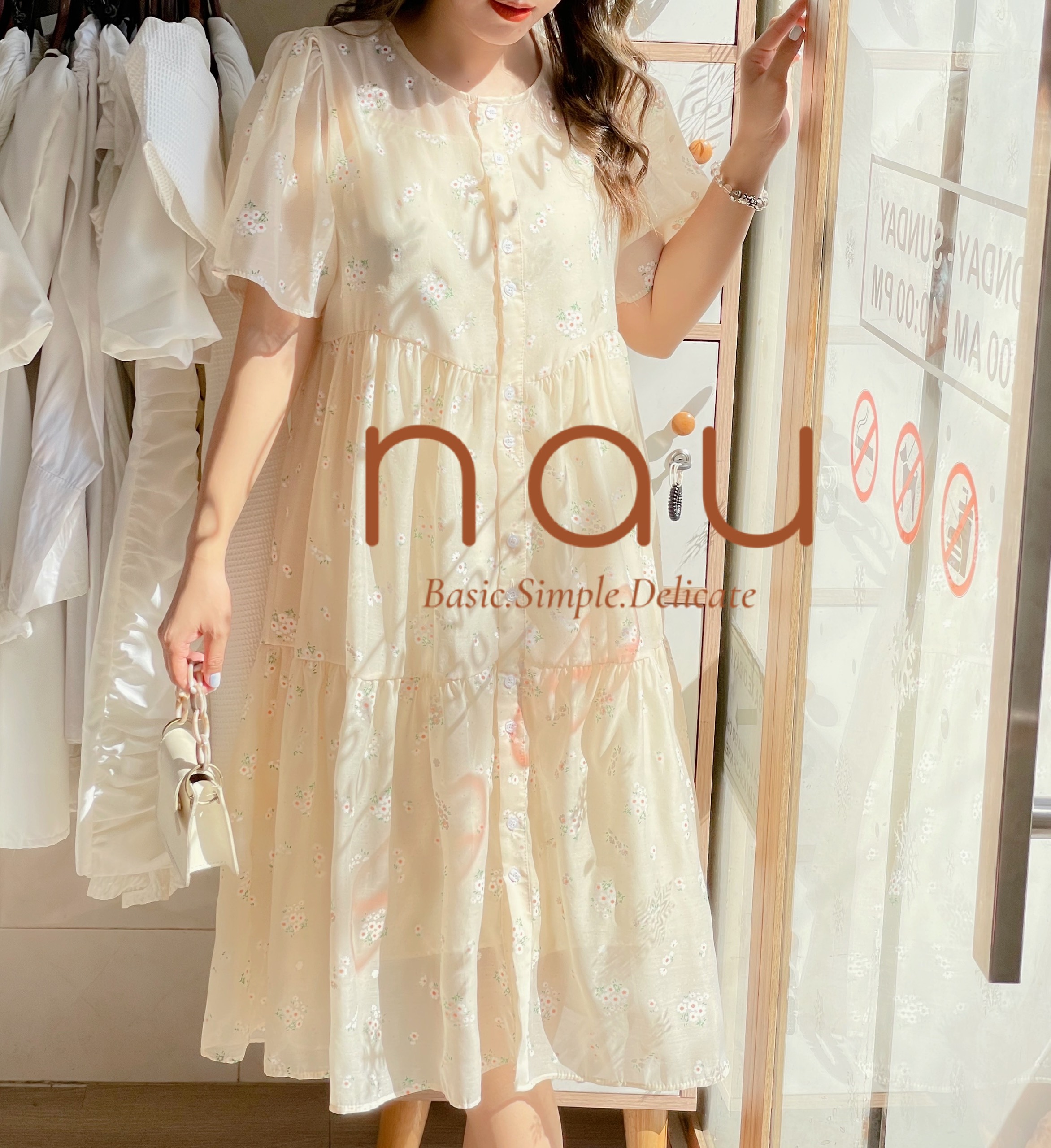 Đầm hoa voan suông rộng