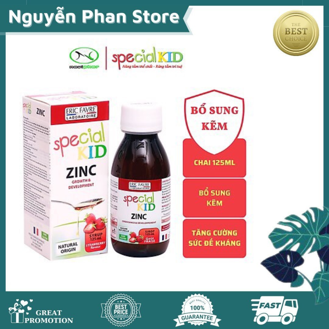 Siro Bổ Sung Kẽm Cho Bé, Kích Thích Bé Ăn Ngon, Hỗ Trợ Tăng Sức Đề Kháng - Special Kid Zinc - 125ml [Eric Favre - Pháp]