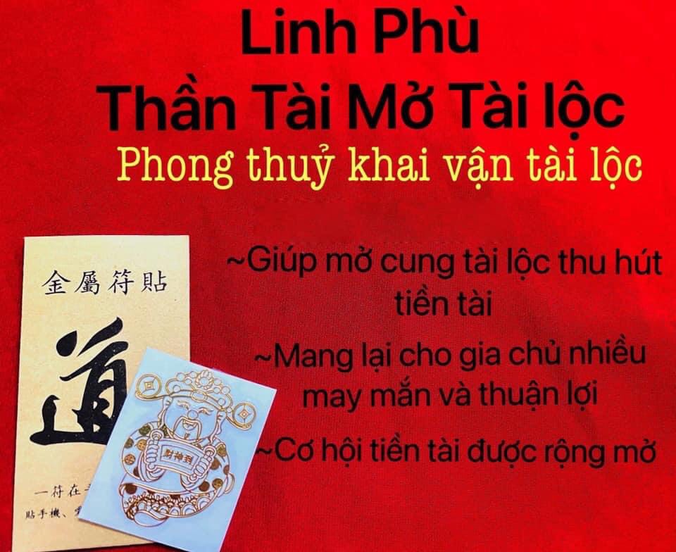 Linh phù thần tài khai vận - linh phù dán điện thoại để bóp ví đã gia trì