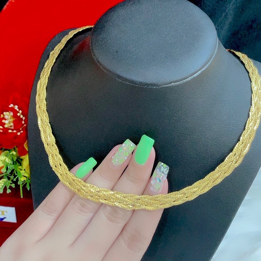 Dây chuyền kiểu bính dẻo mạ vàng 24k