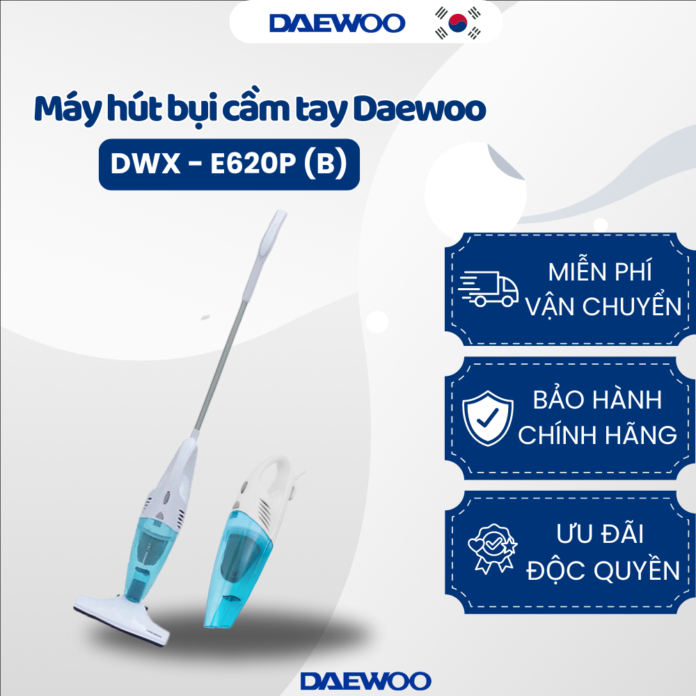Máy hút bụi cầm tay Daewoo DWX-E620P (600W) màu xanh - Hàng chính hãng