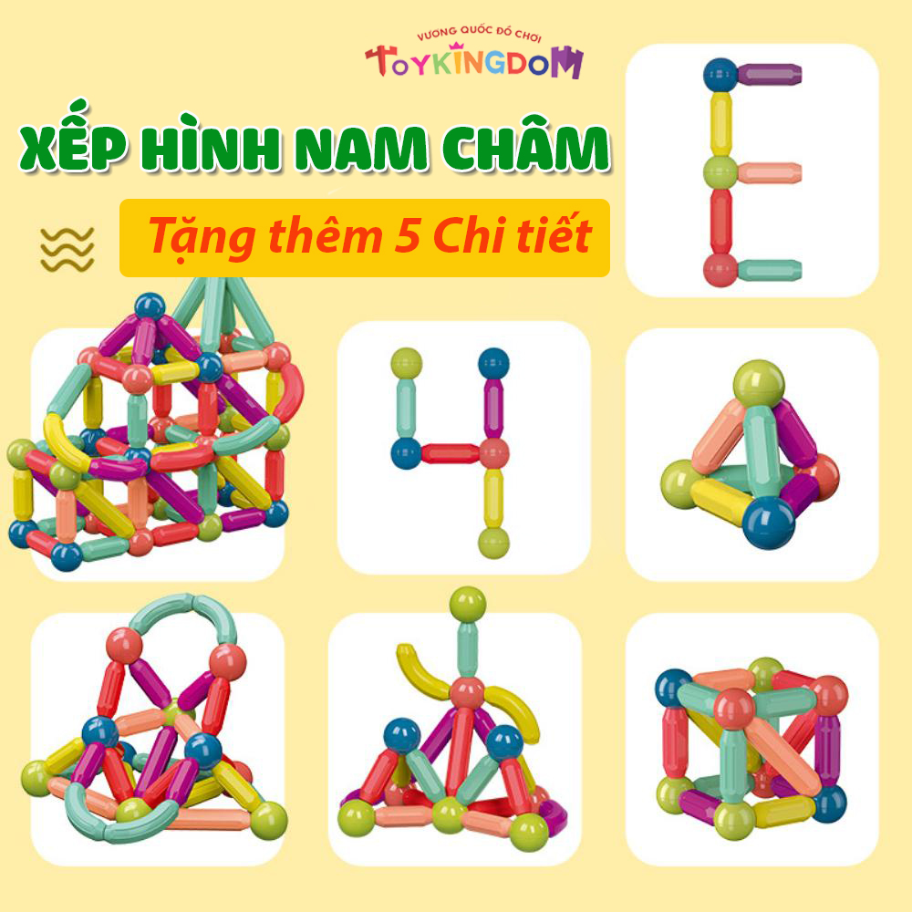 [TẶNG THÊM 5 CHI TIẾT] Bộ đồ chơi xếp hình nam châm - Đồ chơi ghép hình 3D - Xếp hình phát triển trí não - Đa dạng màu sắc - Lực hút từ tính cao cấp