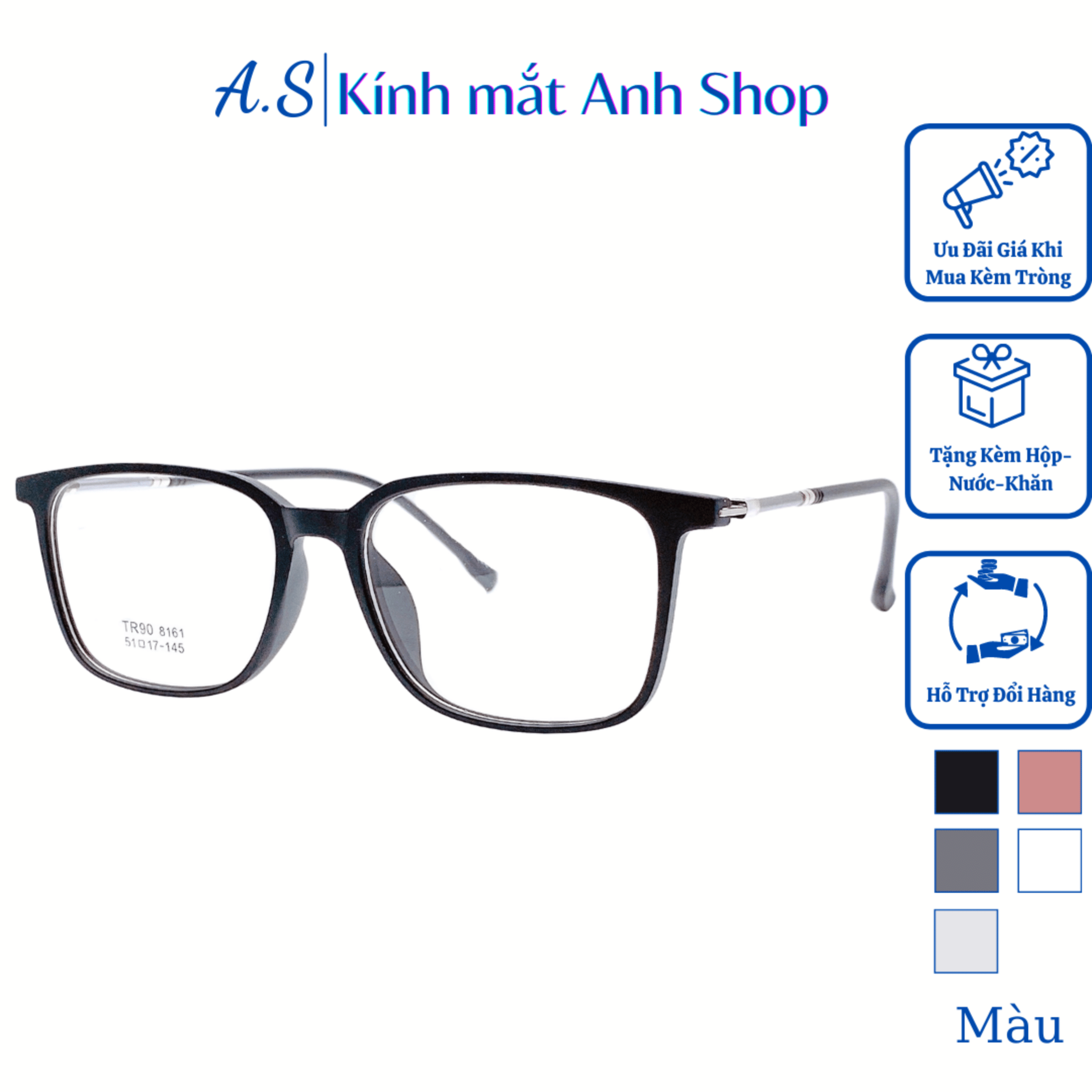 [3-5/8 Hoàn Tiền 25%] Gọng kính vuông kính thời trang hình vuông 8161
