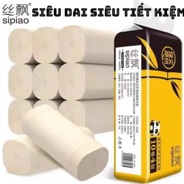 Combo 10 cuộn giấy vệ sinh gấu trúc siêu dai, siêu tiết kiệm (1 lốc)