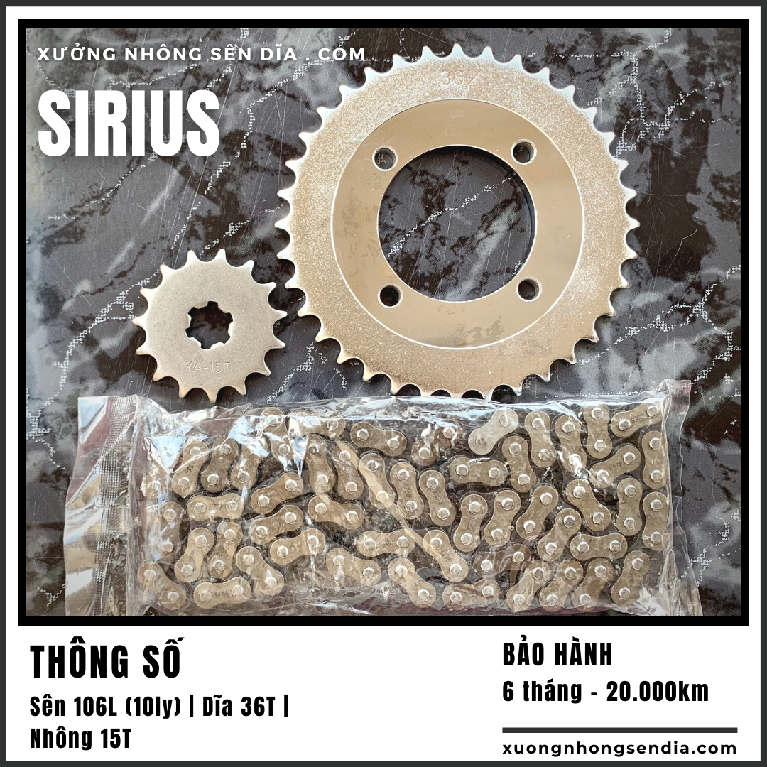 Bộ nhông sên dĩa sirus trắng