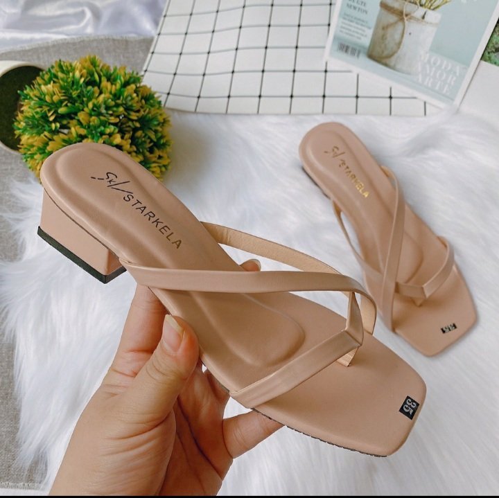 Cao gót nữ 3 phân quai mảnh gót vuông mũi vuông thời trang hàn quốc đẹp cao cấp