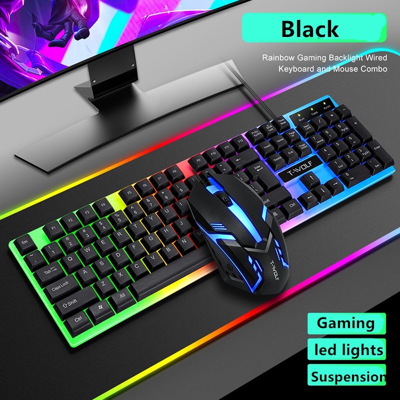 Bàn Phím Giả Cơ Độ Nẩy Phím Cao Keyboard Usb T-Wolf T20 - Led 7 Màu 3 Chế Độ Phím Giả Cơ Cực Thích Khi Chơi Game Hay Đánh Máy